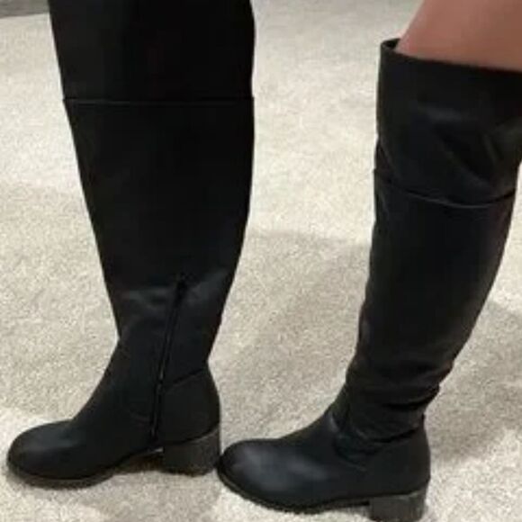SO BY KOHL'S EXTRA WIDE CALF STACKED HEEL OVER THE KNEE BOOTS - Picture 1 of 14